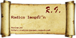Radics Imogén névjegykártya